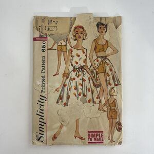 Bra Top Shorts Skirt Size 14 B34 Vintage 60s CUT Pattern 3916 Side Zip Sleeveles